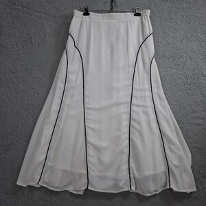 Tally Taylor White Black Maxi A-Line Skirt 18 Lined Modest Church Pull On 5578
